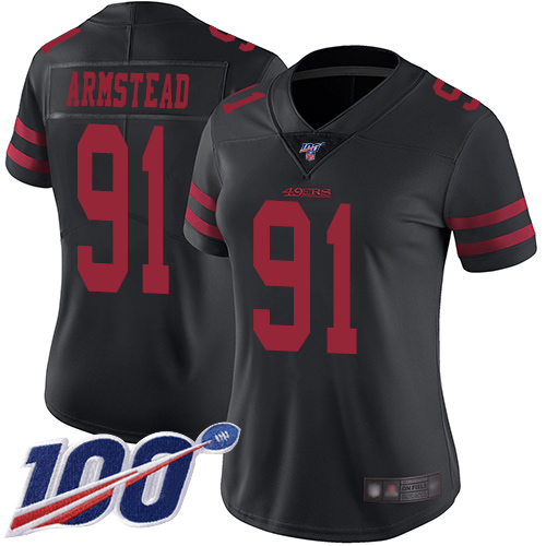 San Francisco 49ers Limited Black Women Arik Armstead Alternate NFL Jersey 91 100th Season Vapor Untouchable